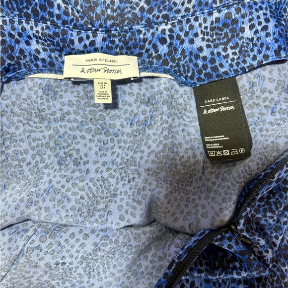 & OTHER STORIES Paris Atelier Blue Leopard Print Midi Skirt - Picture 8 of 9